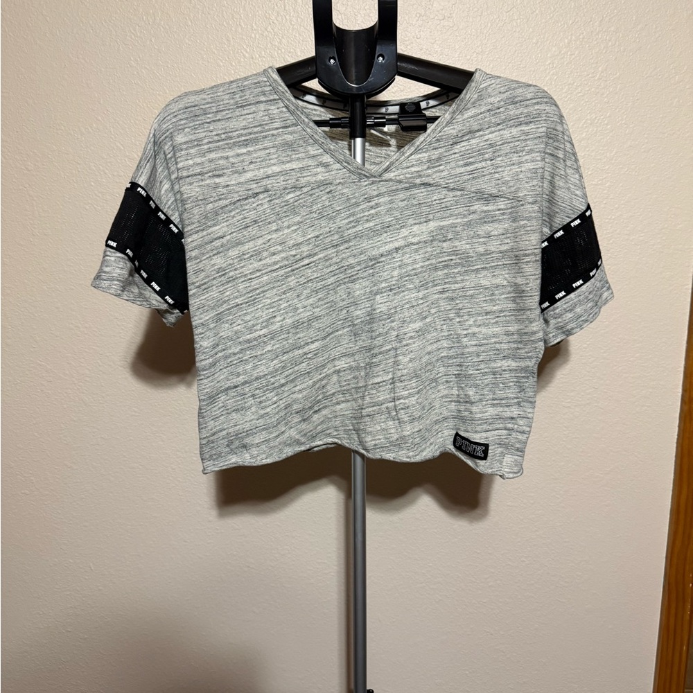 PINK Victoria's Secret Gray and Black Crop Top